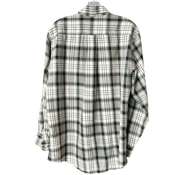 Orvis Mens Long Sleeve Button Down Shirt Cotton-Flannel Plaid Green/Cream Large - Picture 2 of 10